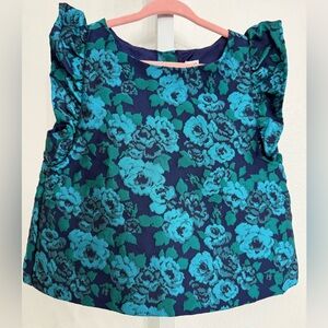 Janie and Jack Blue and Teal Floral Blouse
